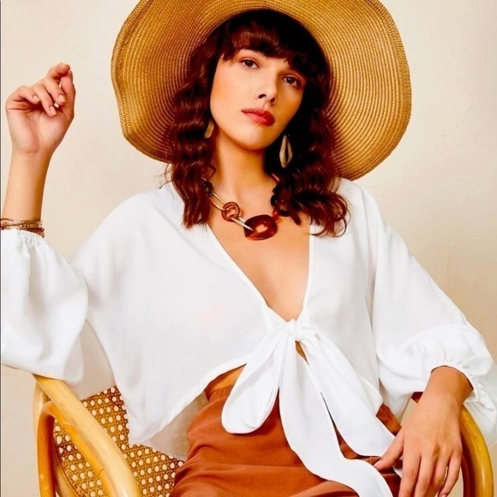 Lantern sleeve knotted crop kimono